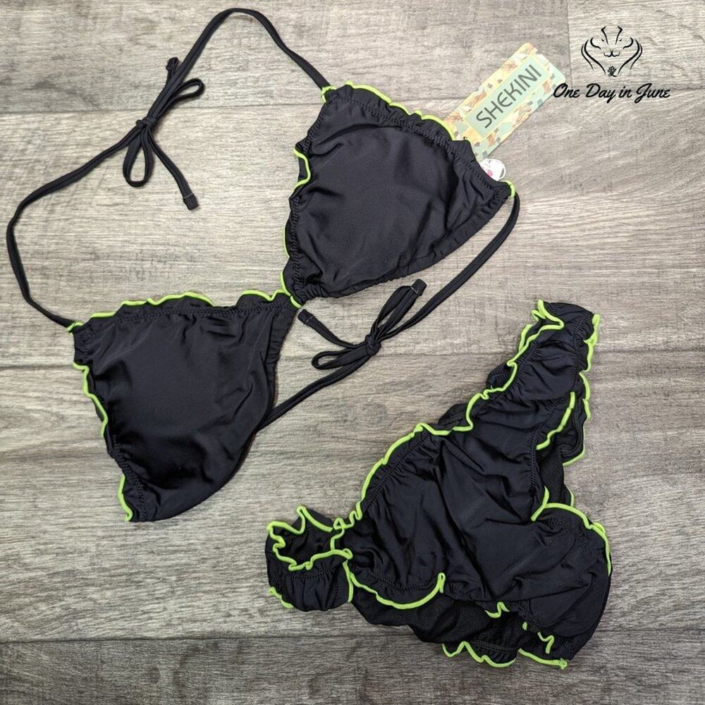 Shekini Ruffle Edge Triangle Bikini Size L - Picture 2 of 4